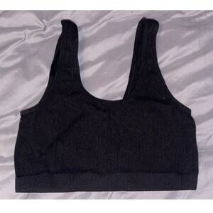 Colsie Women Black Ribbed Bralette Pullover Bra, Size Large